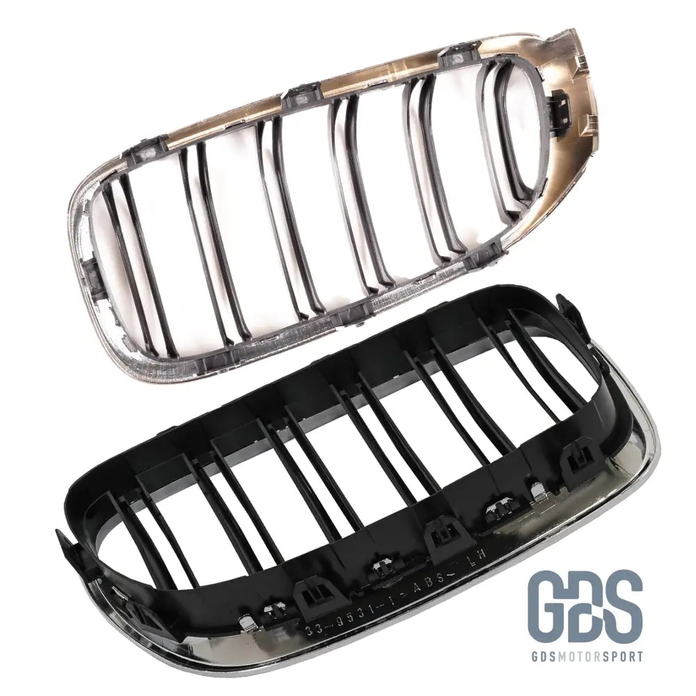 Grilles de calandre Look M5 Double lame Noir mate Contour Chrome BMW F10 / F11 - Calandres - GDS Motorsport