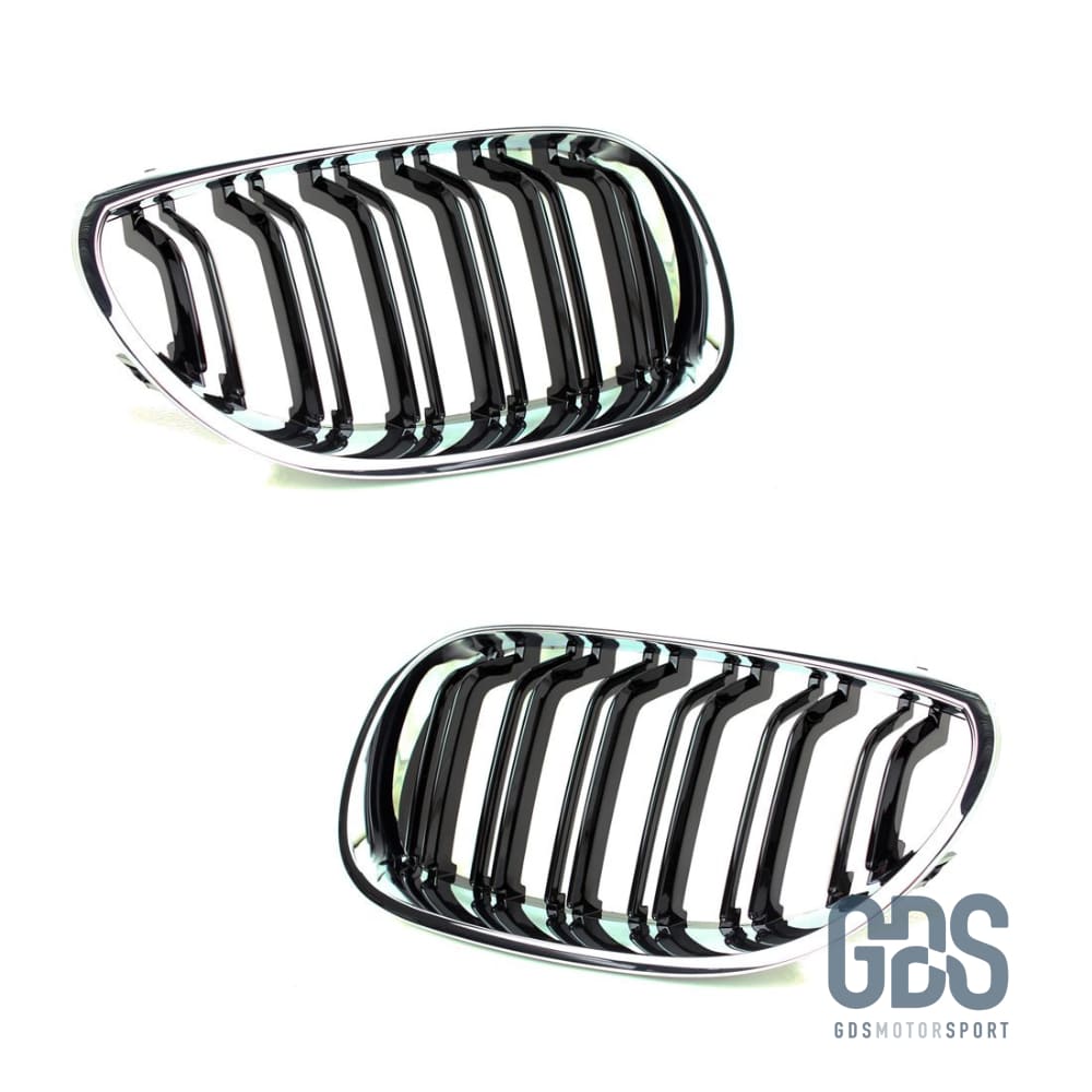 2 Grilles de calandre NOIR et chrome double lame Look M5 BMW serie 5 E60 E61 2003 a 2010 - Calandres - GDS Motorsport