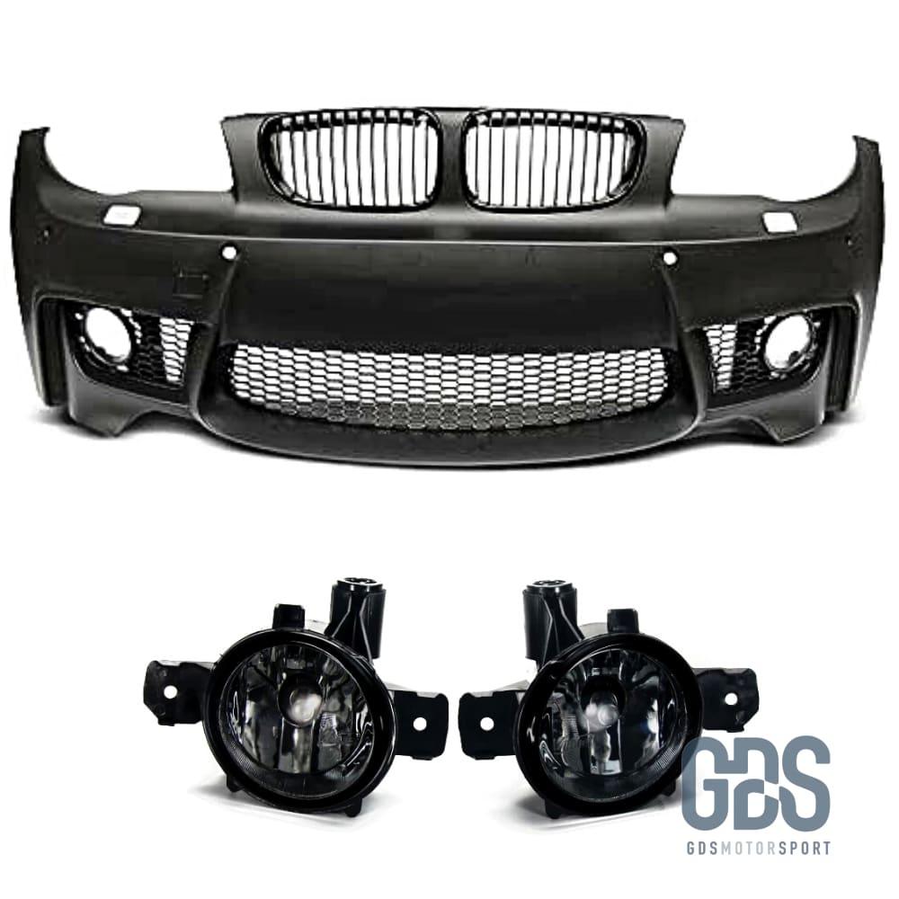 Pare Choc Avant Look série 1M pour BMW E81 / E82 / E87 / E88 - Avec PDC / Antibrouillards Fumé Noir - GDS Motorsport