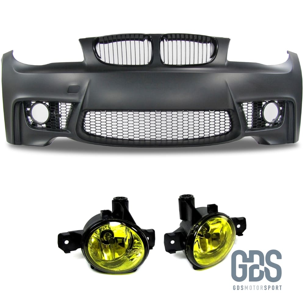 Pare Choc Avant Look série 1M pour BMW E81 / E82 / E87 / E88 - Sans PDC / Avec Antibrouillards Jaune retro - GDS Motorsport