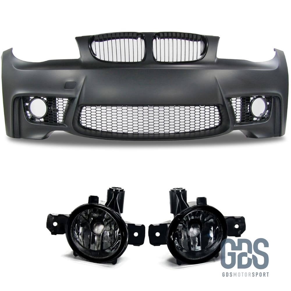 Pare Choc Avant Look série 1M pour BMW E81 / E82 / E87 / E88 - Sans PDC / Avec Antibrouillards Fumé Noir - GDS Motorsport