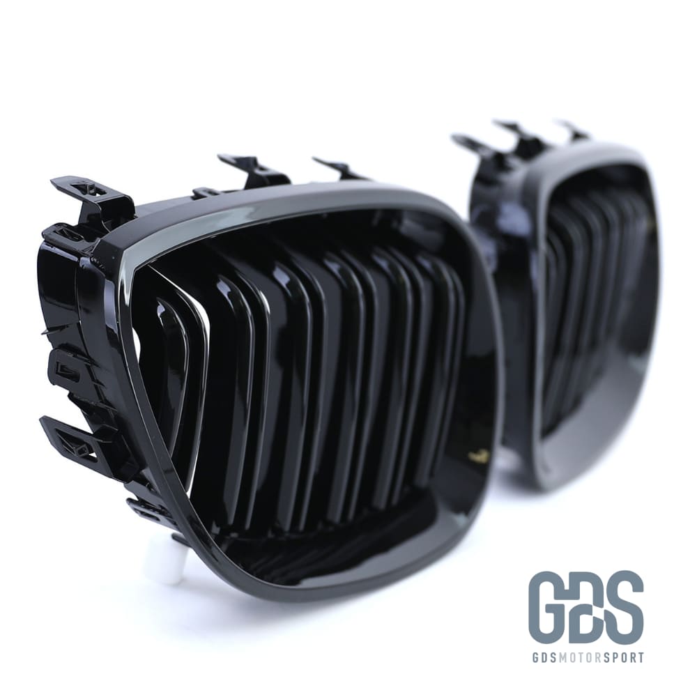 2 Grilles de calandre NOIR Brillant Double lame BMW serie 5 E60 E61 2003 a 2010 - Calandres - GDS Motorsport