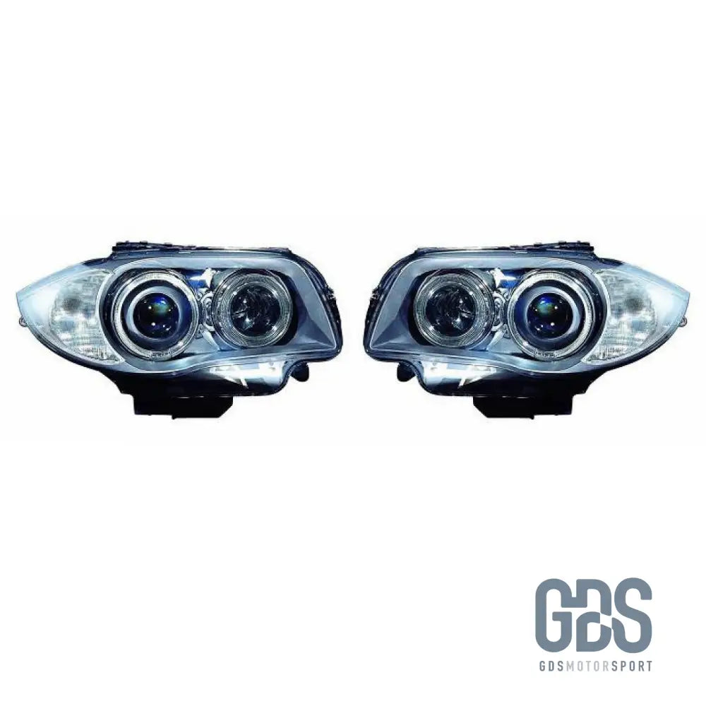 Phares avant Type original Bi-xenon avec Angel Eyes pour BMW serie 1 E87/E81 LCI phase 2 - PHARES FEUX - GDS Motorsport