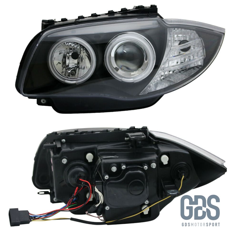 Phares avant Angel Eyes CCFL avec Fond noir H7/H7 BMW E87/ E88/ E82/ E81 - PHARES FEUX - GDS Motorsport