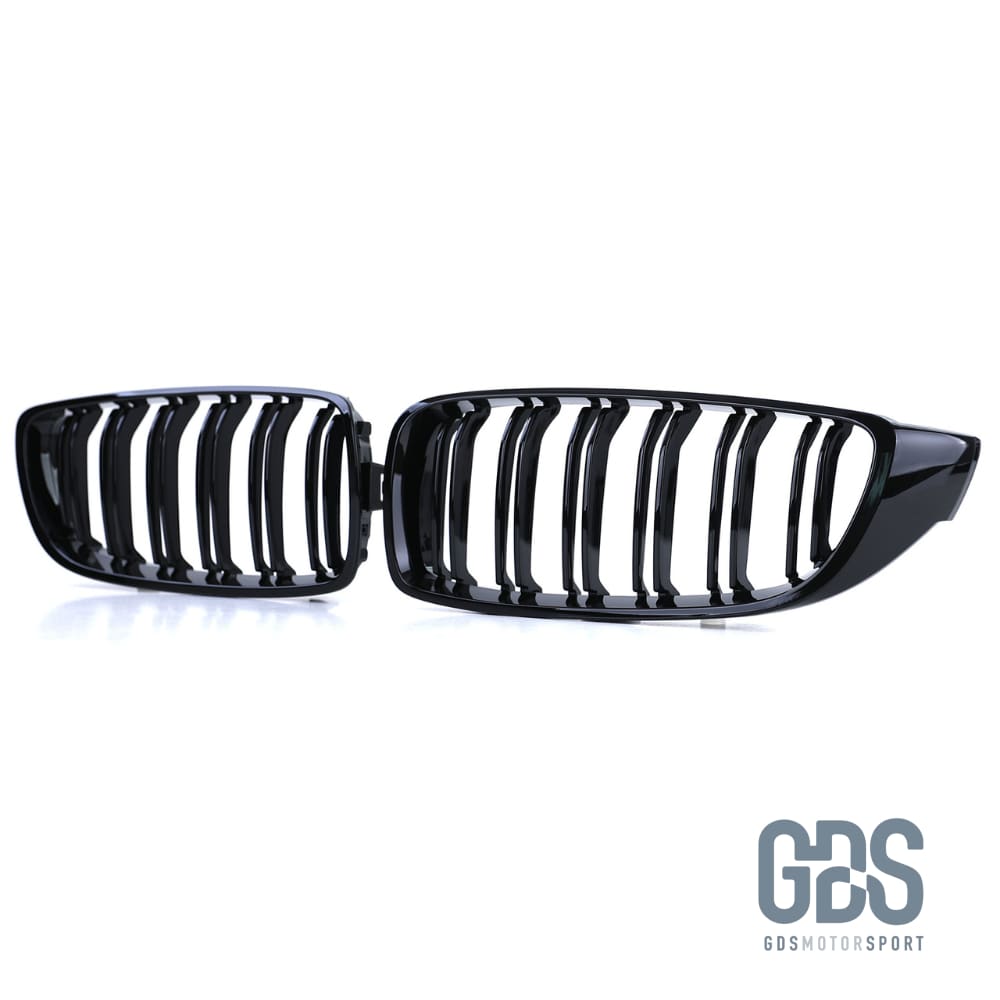 2 Grilles de calandre Noir Brillant BMW F32/ F33/ F36 Lame Double Look M4 - calandres - GDS Motorsport