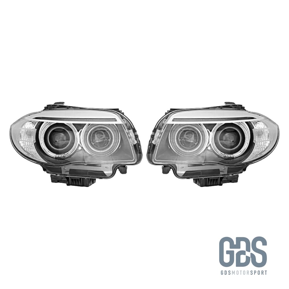 Phares avant Type original Bi-xenon avec Angel Eyes pour BMW serie 1 E82/E88 LCI phase 2 - PHARES FEUX - GDS Motorsport