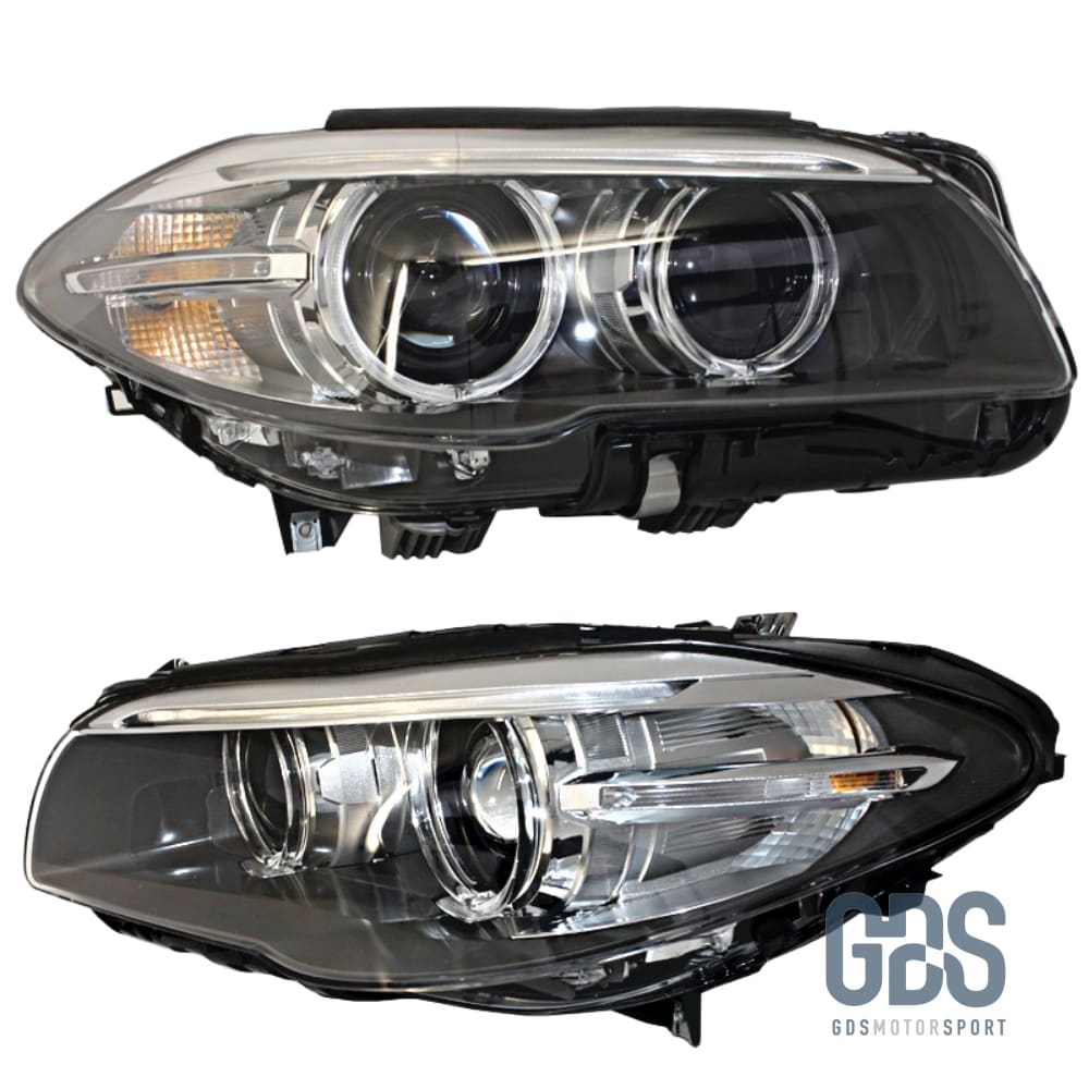 Phares avant Bi-Xenon Fond Noir BMW Série 5 F10 / F11 Angel Eyes LED Phase 1 Look LCI - Éclairage de véhicule - GDS Motorsport