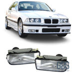 Feux Antibrouillards vitre type strié pour BMW E36 blanc / noir / jaune - PHARES FEUX - GDS Motorsport