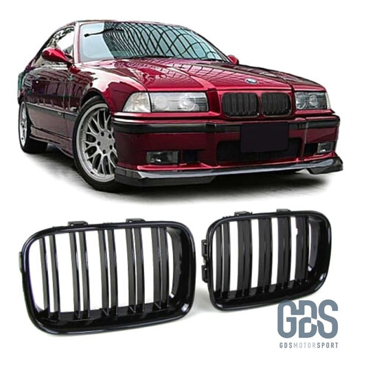 Calandres DOUBLE LAME noir brillant BMW E36 PH1 de 1992 a 1996 - GDS Motorsport