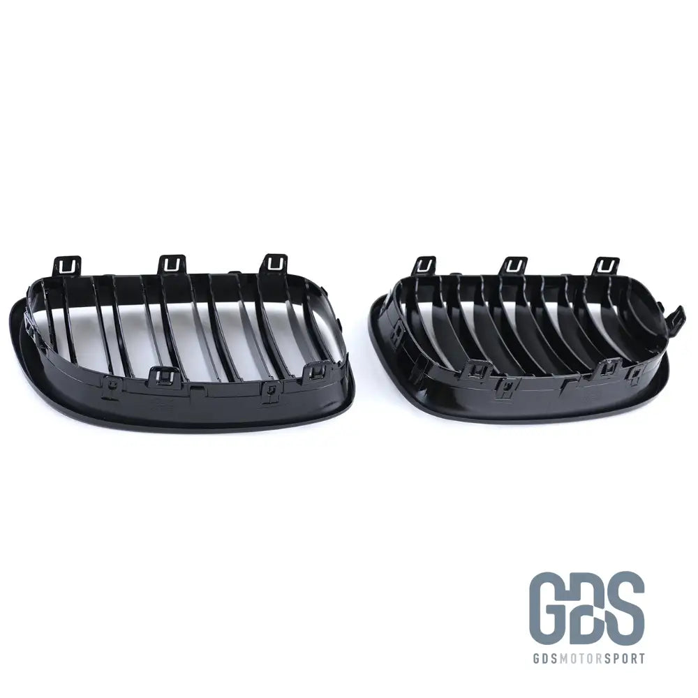 2 Grilles de calandre NOIR BRILLANT DOUBLE LAME BMW série 1 PHASE 2007 à 2014 - Calandres - GDS Motorsport