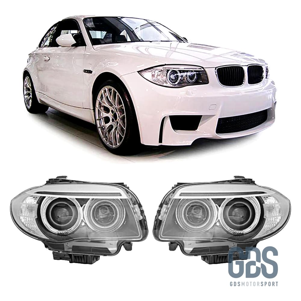 Phares avant Type original Bi-xenon avec Angel Eyes pour BMW serie 1 E82/E88 LCI phase 2 - PHARES FEUX - GDS Motorsport