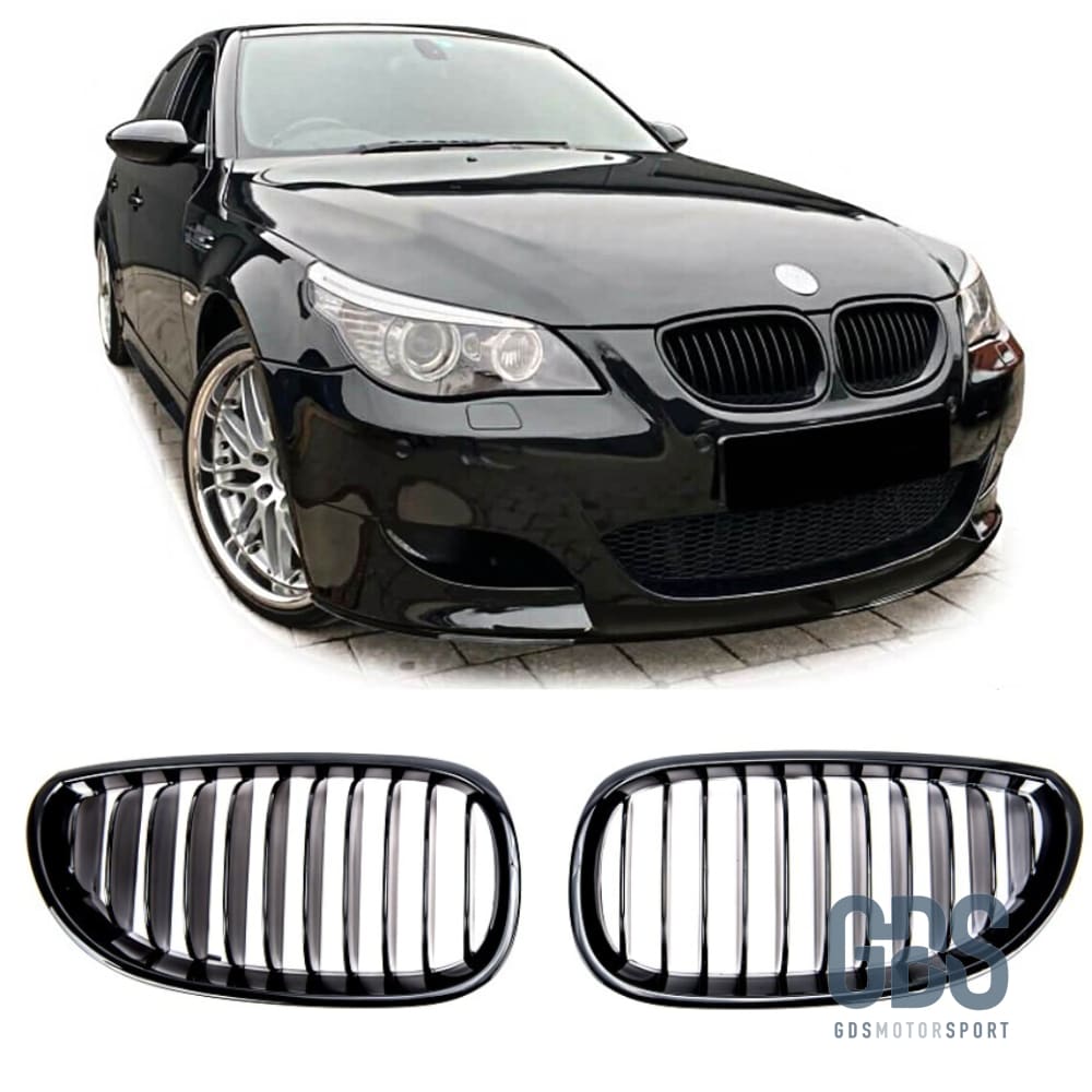 2 Grilles de calandre NOIR Brillant BMW serie 5 E60 E61 2003 a 2010 - Calandres - GDS Motorsport