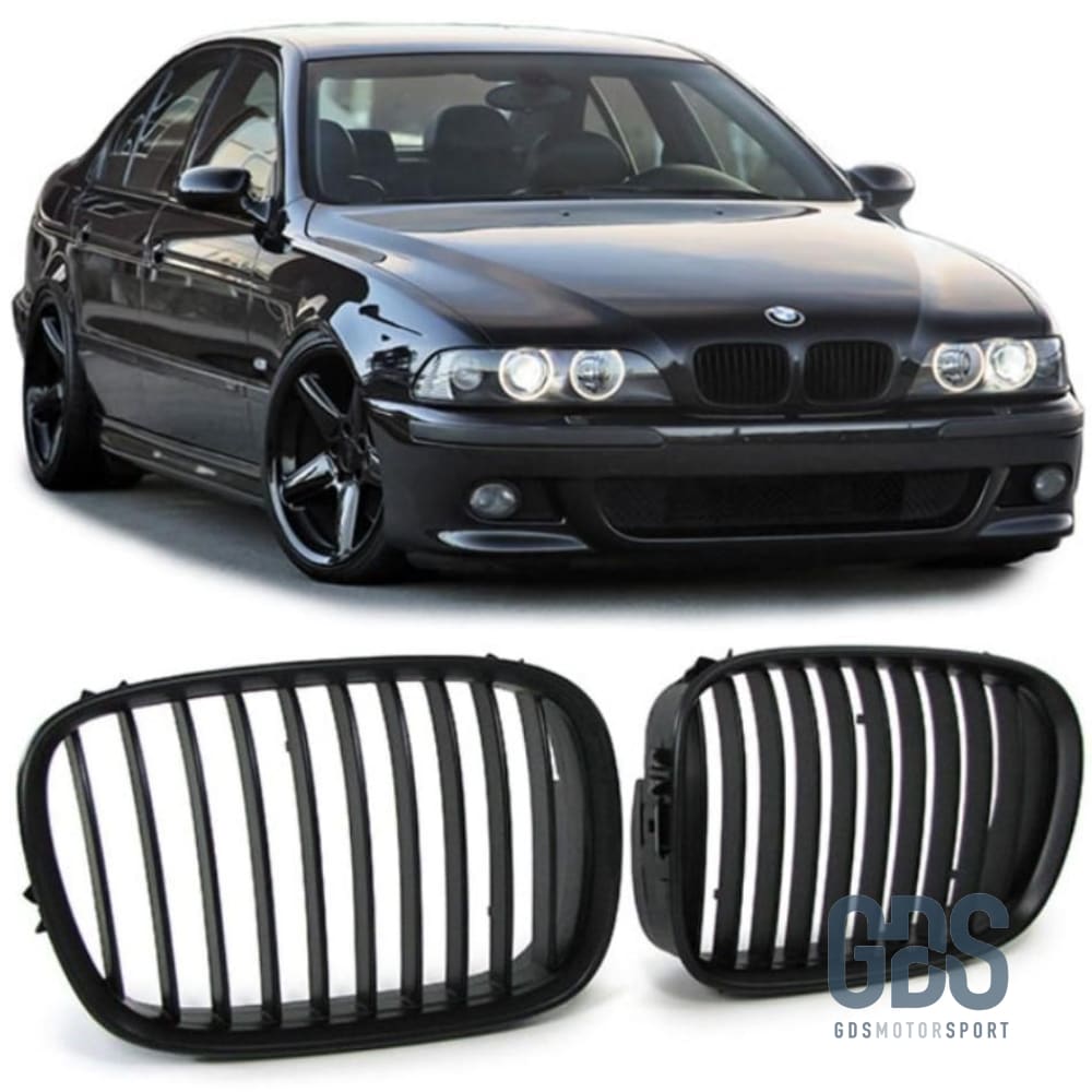 2 Grilles de calandre NOIR MATE Bords fins BMW serie 5 E39 1995 a 2003 - Calandres - GDS Motorsport