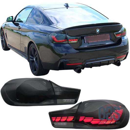 Feux arrières OLED 3D Dynamique light bar pour BMW Série 4 F32/ F33/ F36 Fumé noir - Éclairage de véhicule - GDS Motorsport