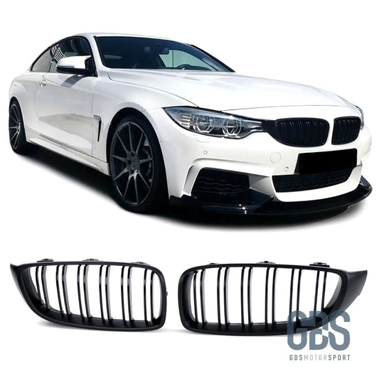 2 Grilles de calandre Noir Brillant BMW F32/ F33/ F36 Lame Double Look M4 - calandres - GDS Motorsport