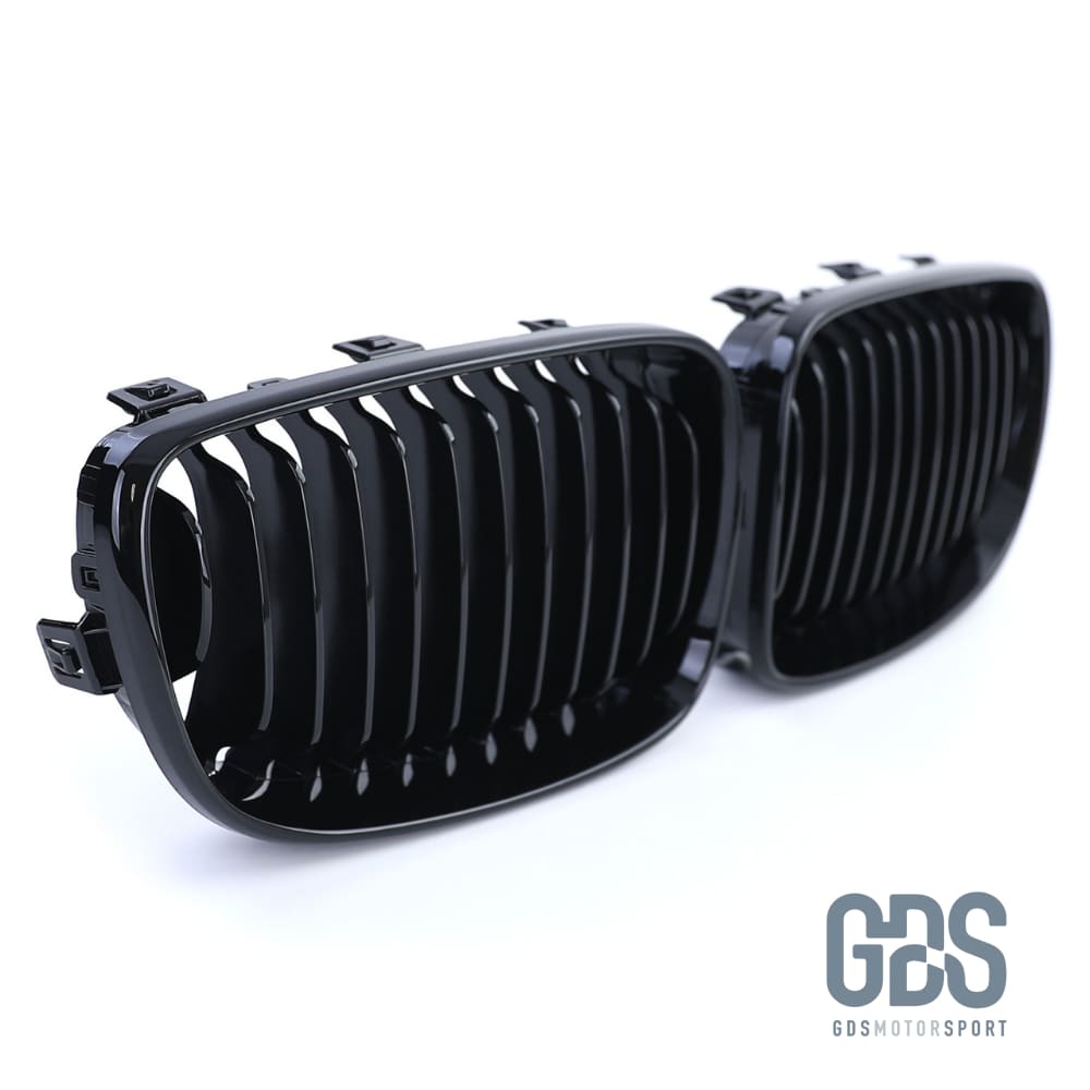 2 Grilles de calandre Noir Brillant BMW série 1 Phase 2007 a 2014 Calandres GDS Motorsport