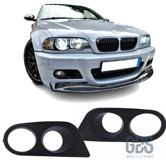 2 caches / entourage antibrouillard noir mat pour pare-choc avant bmw série 3 e46 look m3