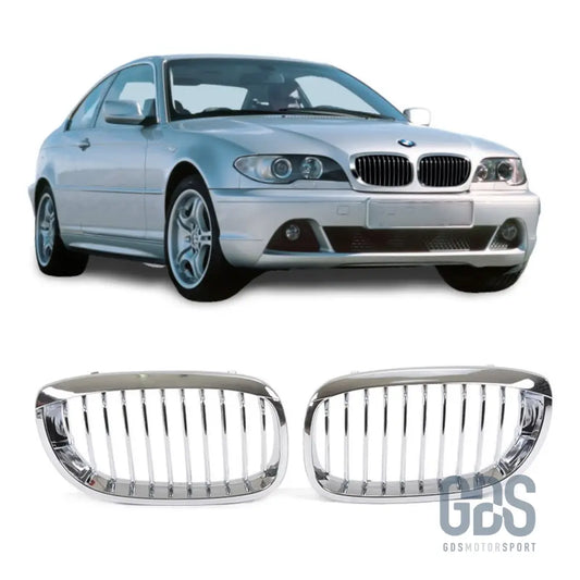 2 grilles de calandre chrome pour bmw série 3 e46 phase coupé / cabriolet - calandres