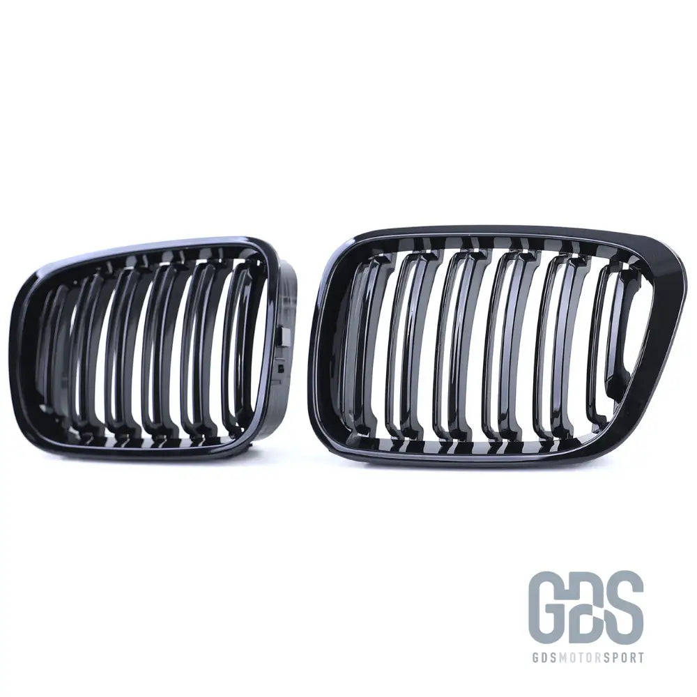 2 grilles de calandre double lame noir brillant pour bmw série 3 e46 phase 1 berline / touring - calandres
