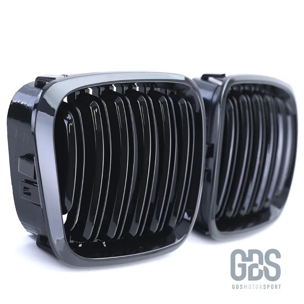 2 grilles de calandre double lame noir brillant pour bmw série 3 e46 phase 1 berline / touring - calandres