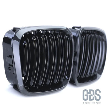 2 grilles de calandre double lame noir brillant pour bmw série 3 e46 phase 1 berline / touring - calandres
