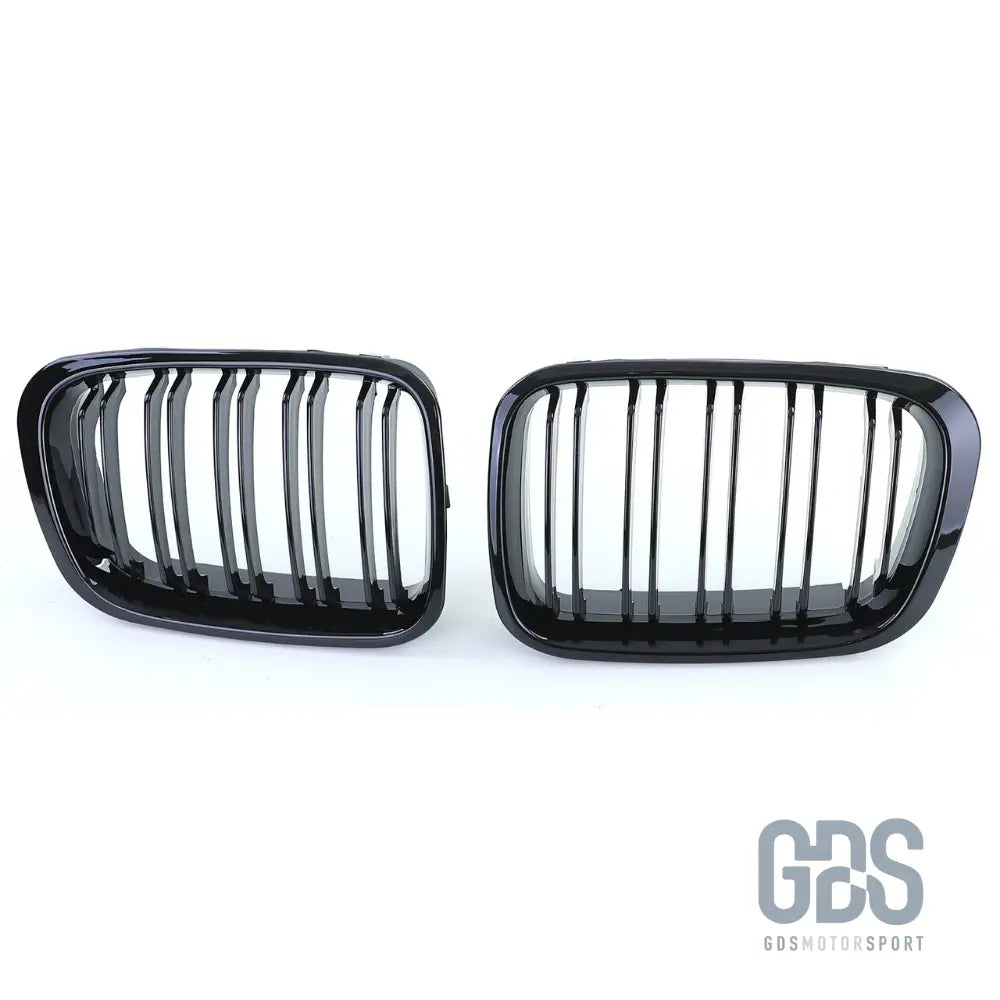 2 grilles de calandre double lame noir brillant pour bmw série 3 e46 phase 1 coupé / cabriolet - calandres