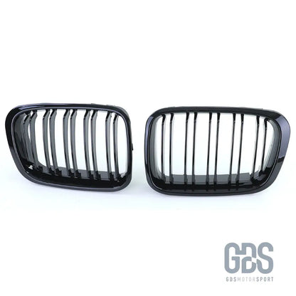 2 grilles de calandre double lame noir brillant pour bmw série 3 e46 phase 1 coupé / cabriolet - calandres