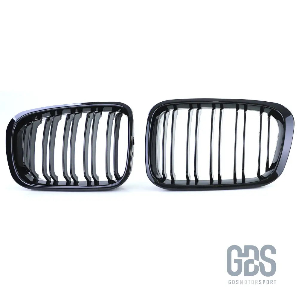 2 grilles de calandre double lame noir brillant pour bmw série 3 e46 phase 1 coupé / cabriolet - calandres