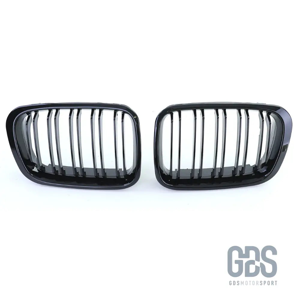 2 grilles de calandre double lame noir brillant pour bmw série 3 e46 phase 1 coupé / cabriolet - calandres