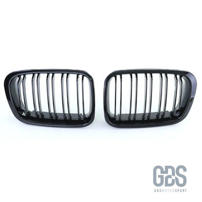 2 grilles de calandre double lame noir brillant pour bmw série 3 e46 phase 1 coupé / cabriolet - calandres