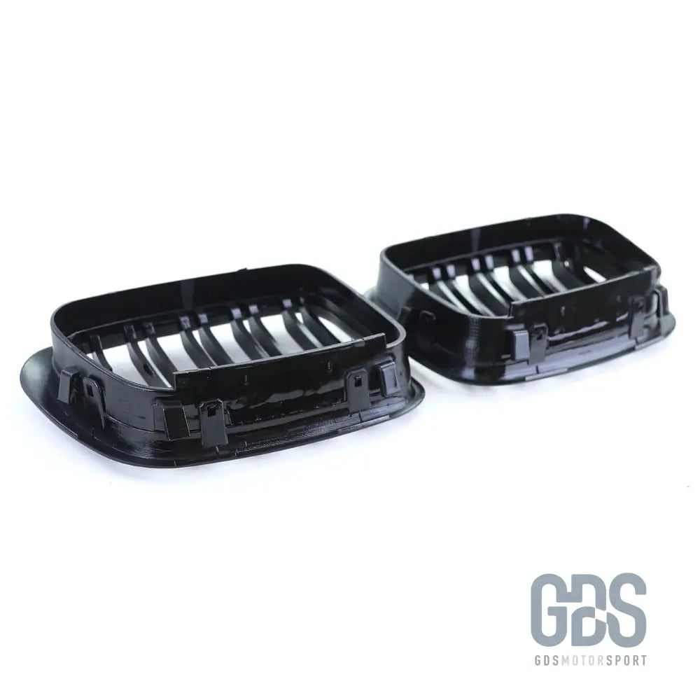 2 grilles de calandre double lame noir brillant pour bmw série 3 e46 phase 1 coupé / cabriolet - calandres