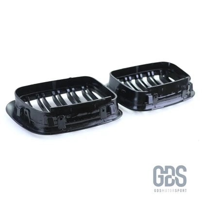 2 grilles de calandre double lame noir brillant pour bmw série 3 e46 phase 1 coupé / cabriolet - calandres