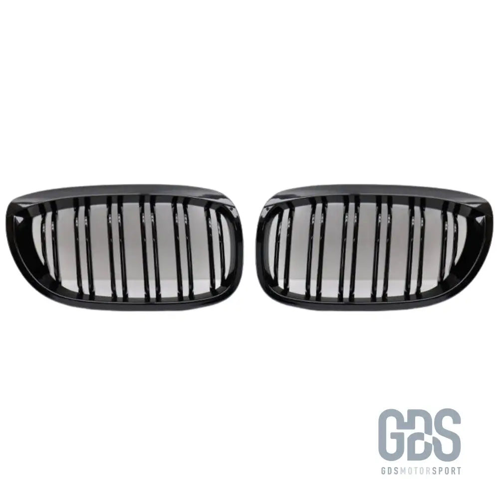 2 grilles de calandre double lame noir brillant pour bmw série 3 e46 phase coupé / cabriolet - calandres