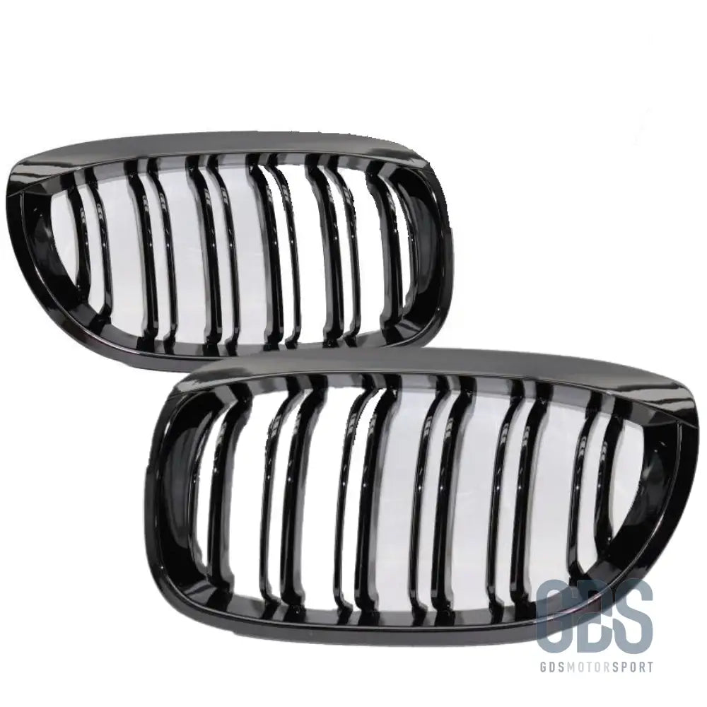 2 grilles de calandre double lame noir brillant pour bmw série 3 e46 phase coupé / cabriolet - calandres
