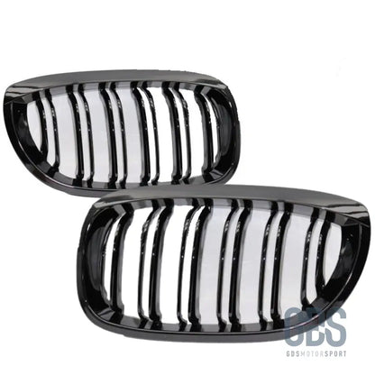 2 grilles de calandre double lame noir brillant pour bmw série 3 e46 phase coupé / cabriolet - calandres
