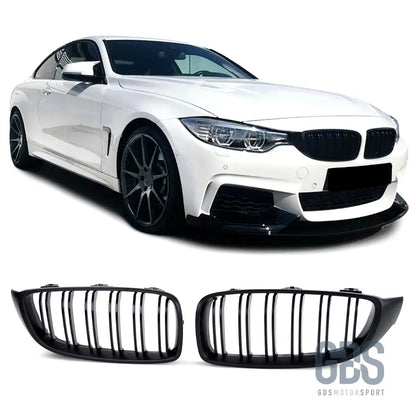 2 grilles de calandre noir brillant bmw f32/ f33/ f36 lame double look m4 - calandres
