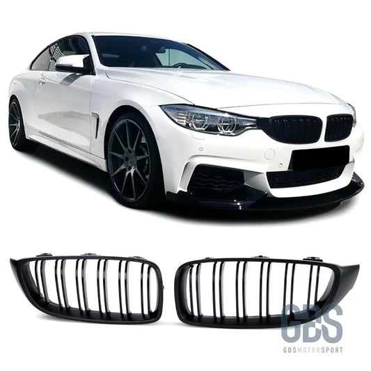 2 grilles de calandre noir brillant bmw f32/ f33/ f36 lame double look m4 - calandres