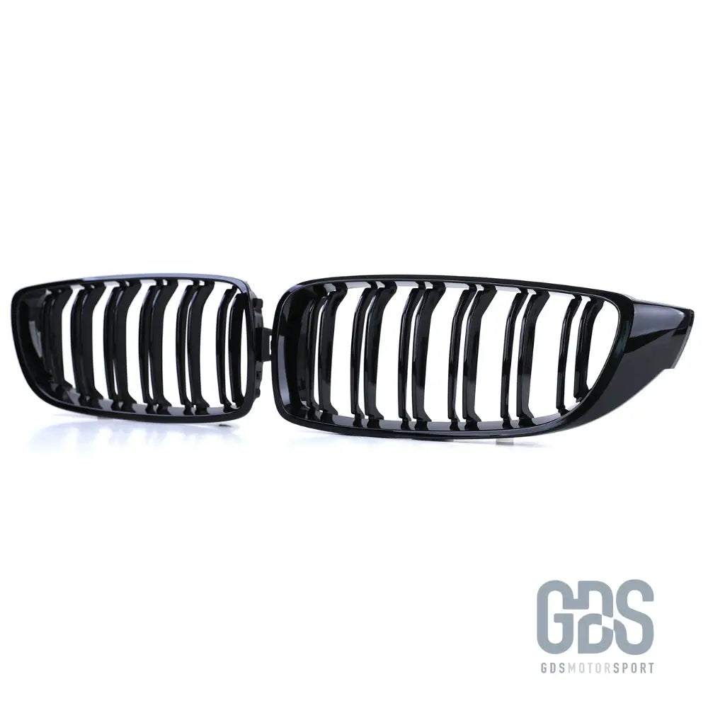 2 grilles de calandre noir brillant bmw f32/ f33/ f36 lame double look m4 - calandres