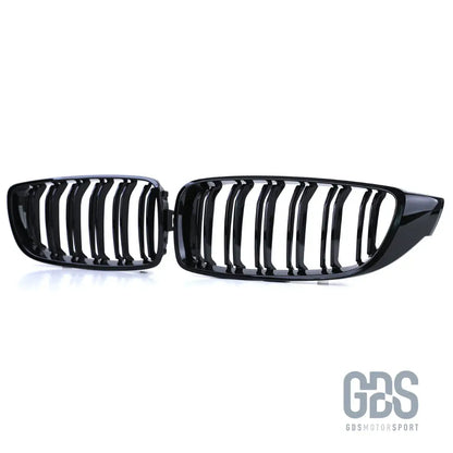 2 grilles de calandre noir brillant bmw f32/ f33/ f36 lame double look m4 - calandres