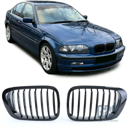 2 grilles de calandre noir brillant pour bmw série 3 e46 phase 1 berline / touring - calandres