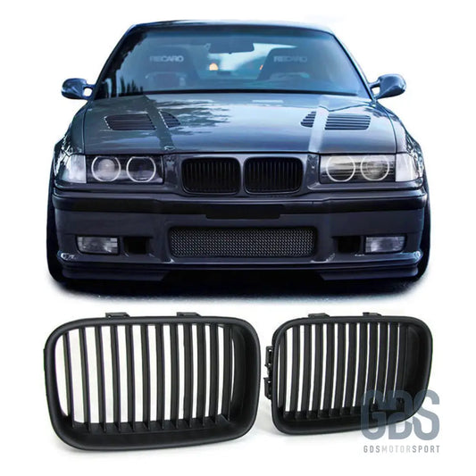 2 grilles de calandre noir mate bmw serie 3 e36 ph1 1991 a 1996 - calandres
