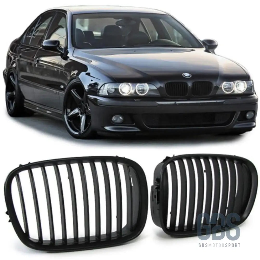 2 grilles de calandre noir mate bords fins bmw serie 5 e39 1995 a 2003 - calandres