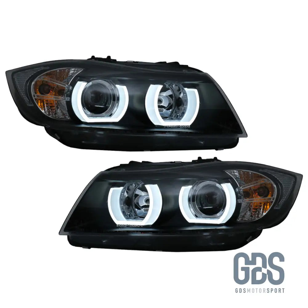 Phares Ange Eyes LED 3D Blanc BMW E90 / E91 phase 1 de 2005 a 2008 - PHARES FEUX - GDS Motorsport