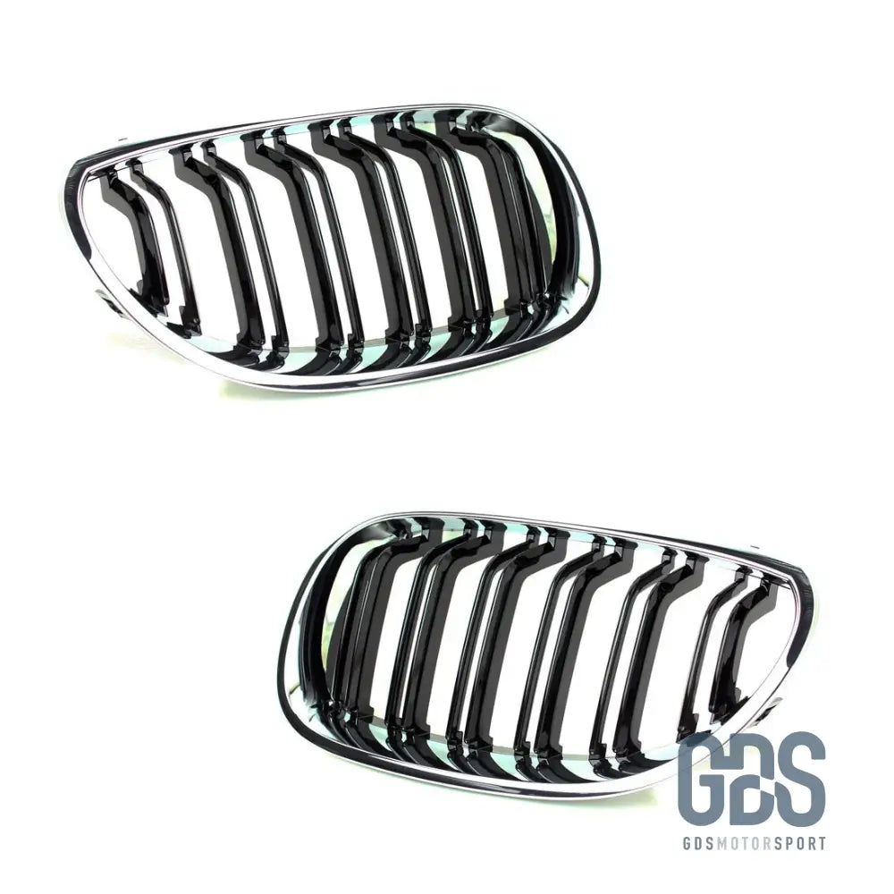 2 Grilles de calandre NOIR et chrome double lame Look M5 BMW serie 5 E60 E61 2003 a 2010 - Calandres - GDS Motorsport
