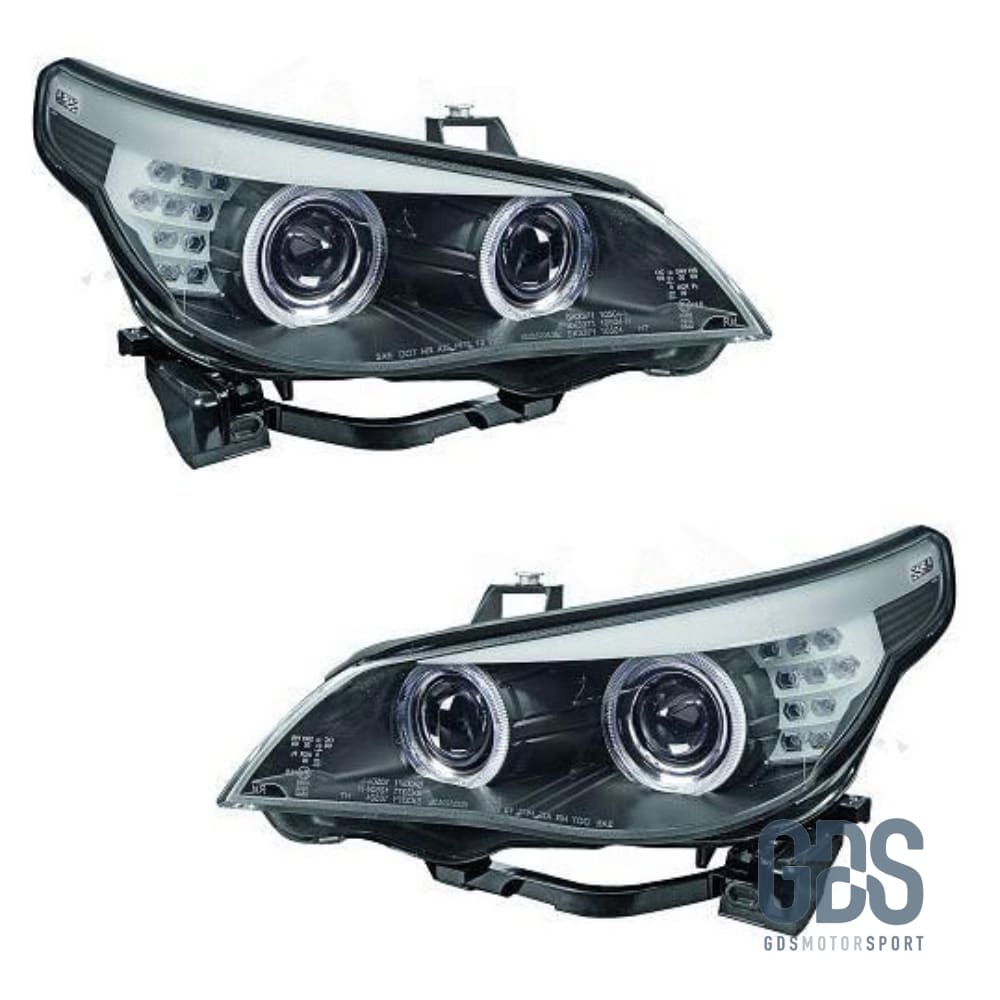 Phares avant Angel Eyes CCFL BLANC BMW Série 5 E60 / E61 Phase 1 - PHARES FEUX - GDS Motorsport