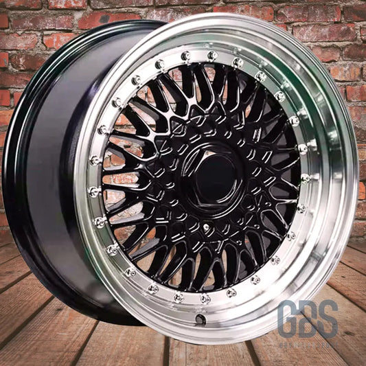 4 jantes look bbs rs centre noir bmw r17’’ x 7.5’’ et35 - jantes et pneus
