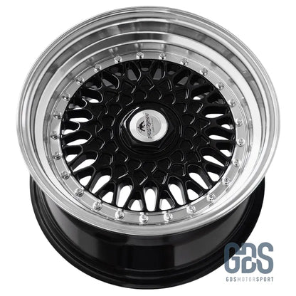 4 jantes Look BBS RS (Forzza) Noir BMW R15’’ X 7’’ ET25 - Pack monte au carré - Jantes et pneus - GDS Motorsport