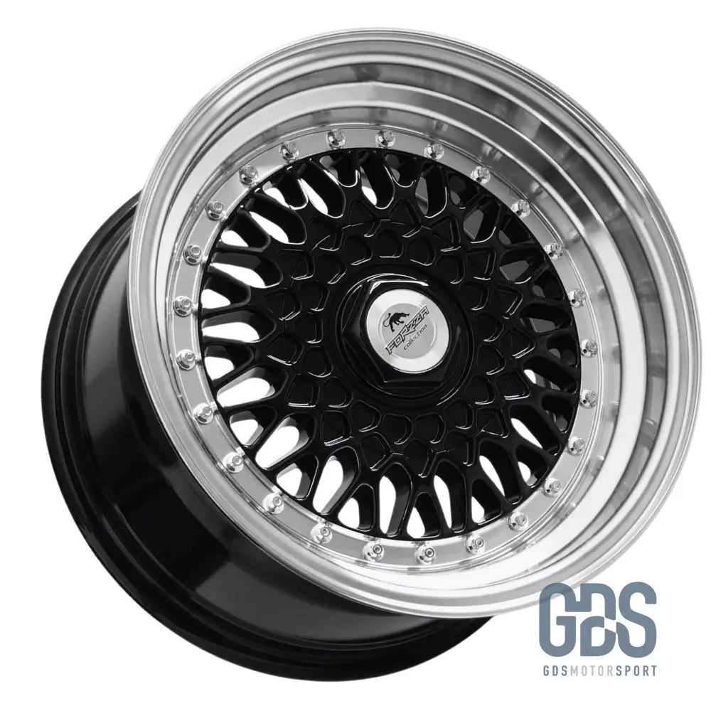 4 jantes Look BBS RS (Forzza) Noir BMW R15’’ X 7’’ ET25 - Pack monte au carré - Jantes et pneus - GDS Motorsport