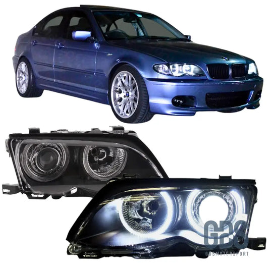 Phares Angel Eyes CCFL Blanc BMW E46 Phase 2 Berline / Touring Halogène H7/ H7 - PHARES FEUX - GDS Motorsport
