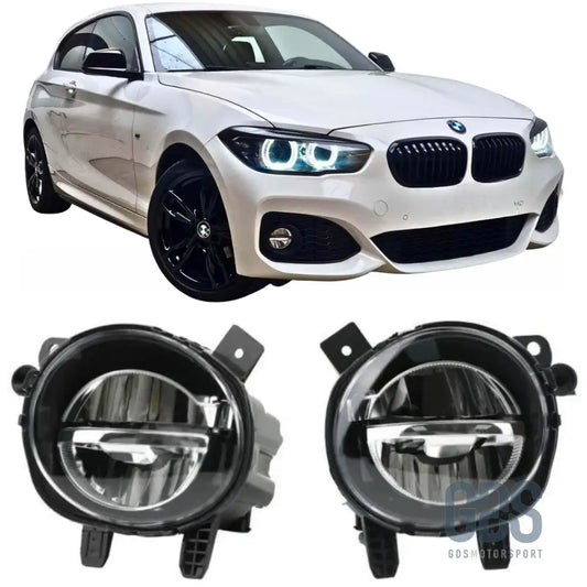 Antibrouillards à led pour bmw série 1 f20 f21 phase 2 lci cristal / noir / jaune - antibrouillard